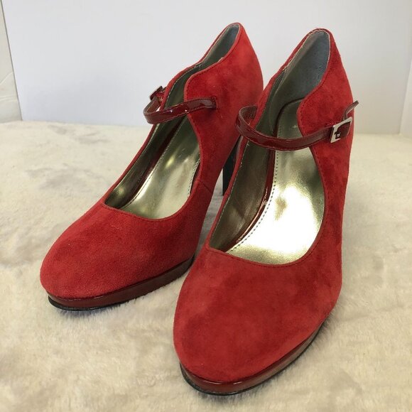 Alfani Red Suede Platform Stiletto Pump Heels Size 7.5M - Picture 1 of 13